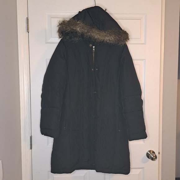 Banana Republic Hooded Long Puffer Jacket Coat Size Large - Picture 3 of 11